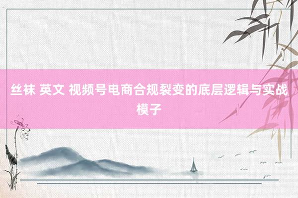 丝袜 英文 视频号电商合规裂变的底层逻辑与实战模子
