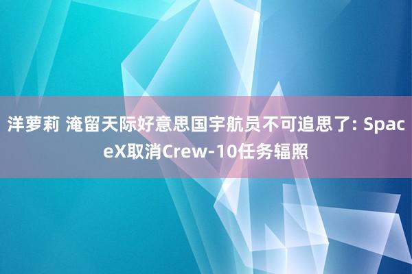 洋萝莉 淹留天际好意思国宇航员不可追思了: SpaceX取消Crew-10任务辐照