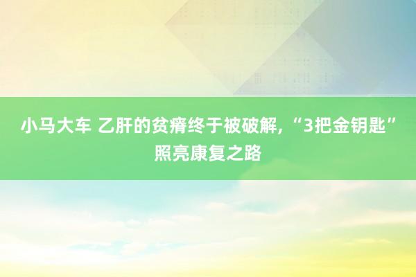 小马大车 乙肝的贫瘠终于被破解, “3把金钥匙”照亮康复之路