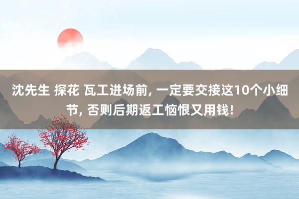 沈先生 探花 瓦工进场前, 一定要交接这10个小细节, 否则后期返工恼恨又用钱!
