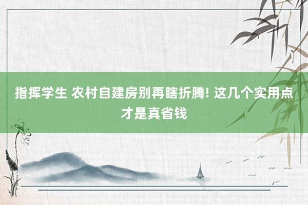 指挥学生 农村自建房别再瞎折腾! 这几个实用点才是真省钱