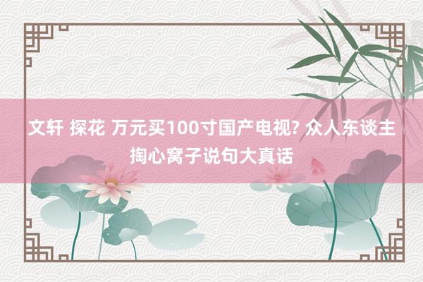文轩 探花 万元买100寸国产电视? 众人东谈主掏心窝子说句大真话