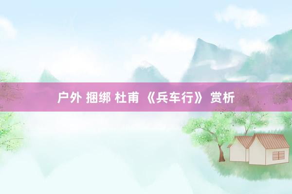 户外 捆绑 杜甫 《兵车行》 赏析